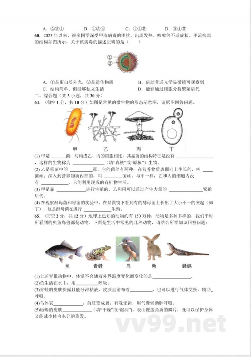 八年级生物开学考试 八年级生物 八年级生物开学考试 八年级生物