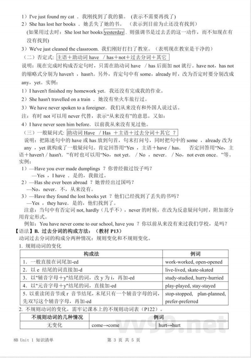牛津译林版八年级英语下册知识清单 牛津译林版八年级英语下册知识清单