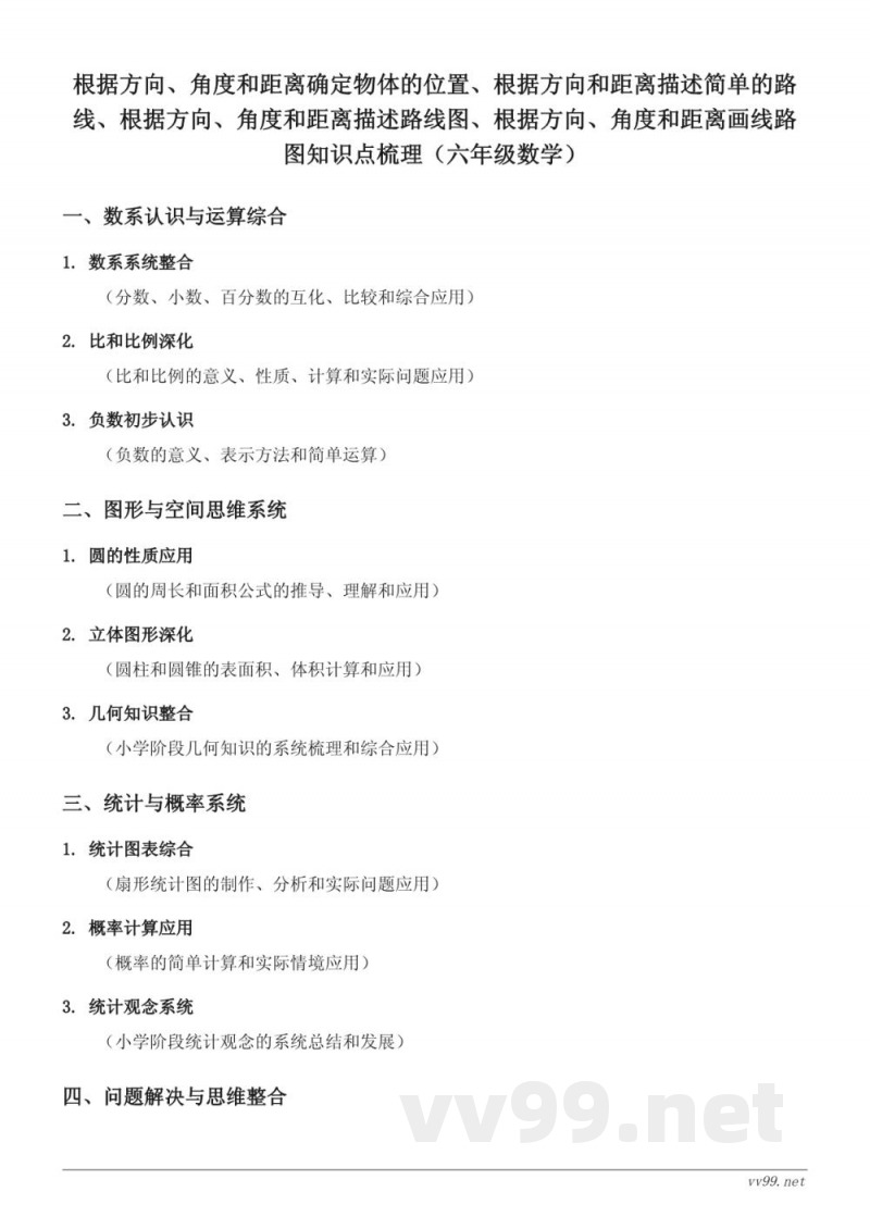 根据方向、角度和距离确定物体的位置、根据方向和距离描述简单的路线、根据方向、角度和距离描述路线图、根据方向、角度和距离画线路图知识点梳理(六年级上册 人教版) 根据方向、角度和距离确定物体的位置、根据方向和距离描述简单的路线、根据方向、角度和距离描述路线图、根据方向、角度和距离画线路图知识点梳理(六年级上册 人教版)
