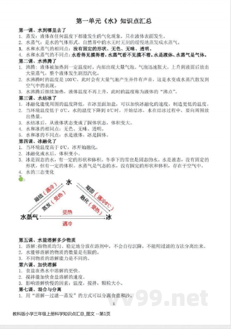教科版小学三年级上册科学知识点汇总 教科版小学三年级上册科学知识点汇总