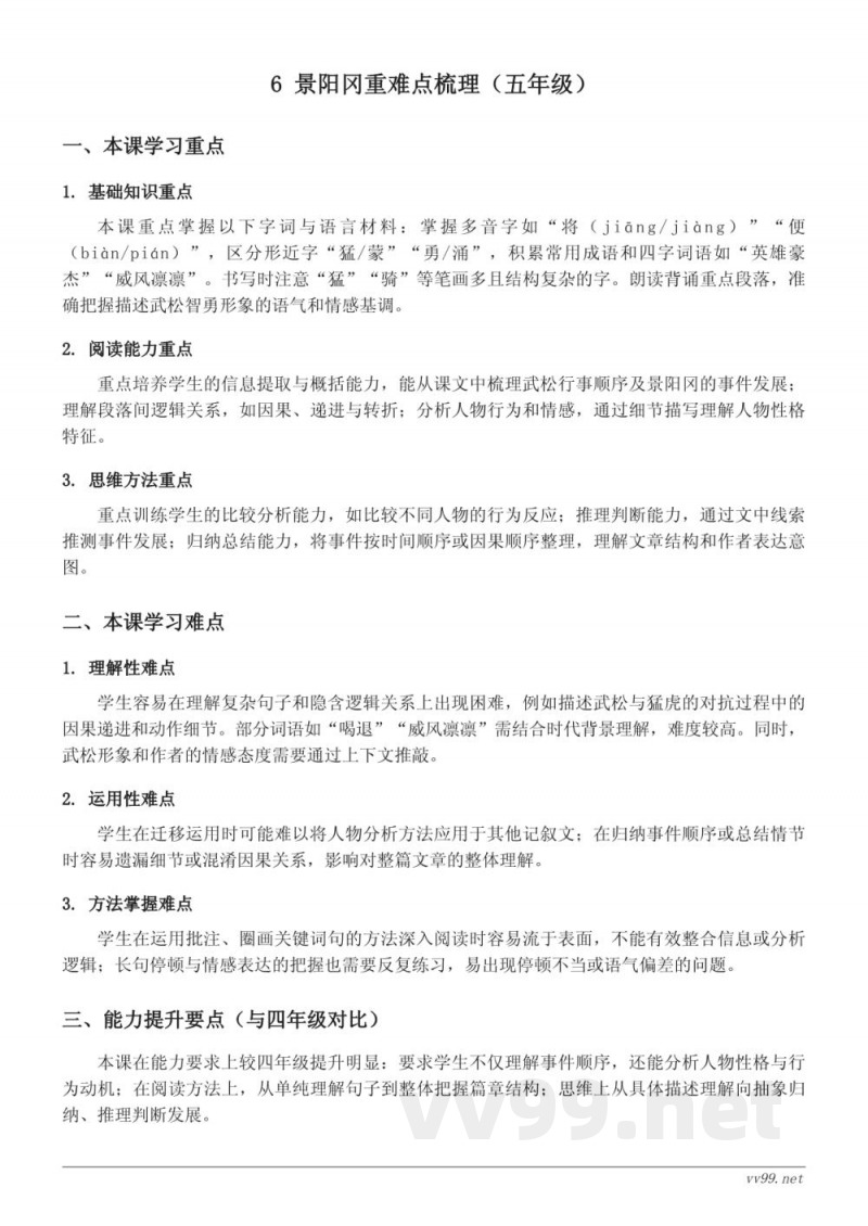 统编版五年级下册语文《景阳冈》重难点解析 统编版五年级下册语文《景阳冈》重难点解析