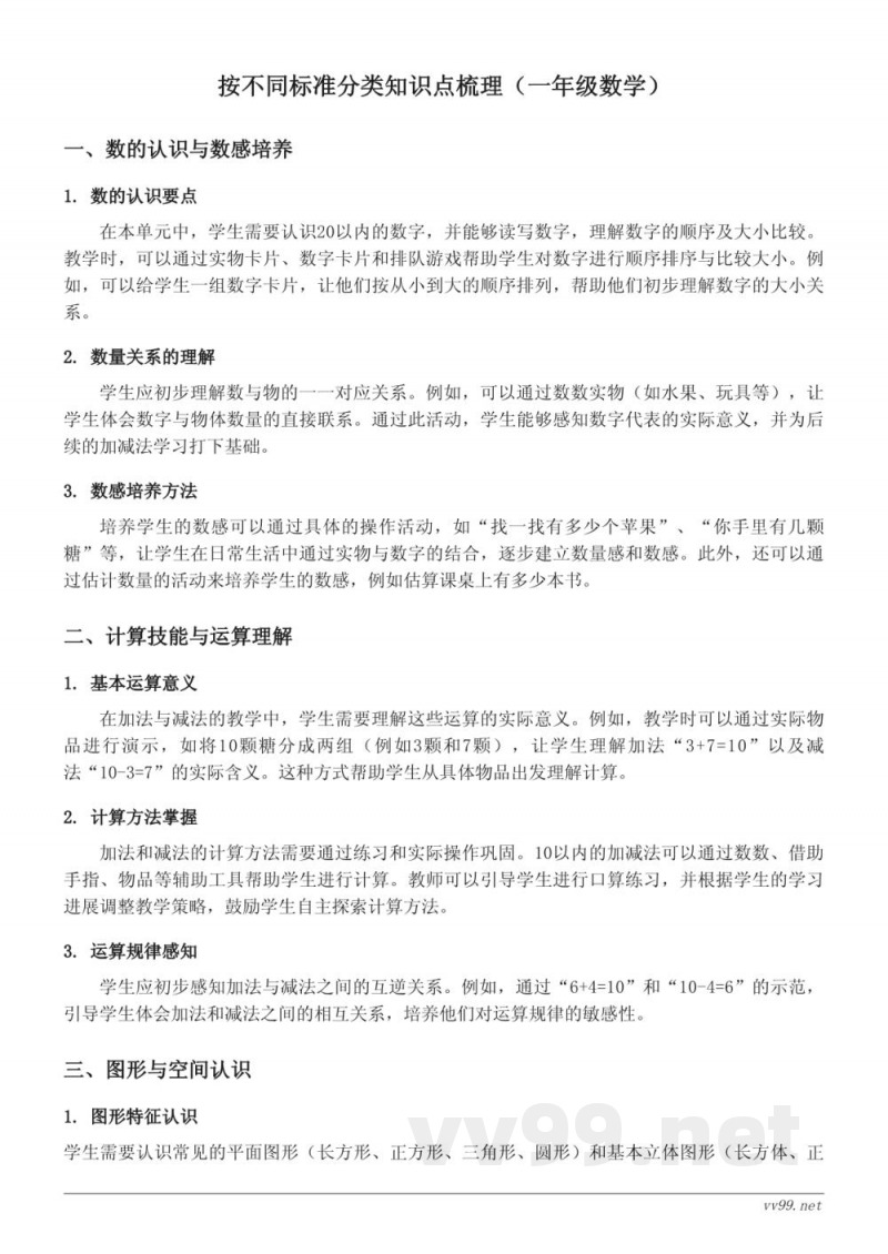 按不同标准分类知识点梳理(人教版小学一年级下册) 按不同标准分类知识点梳理(人教版小学一年级下册)