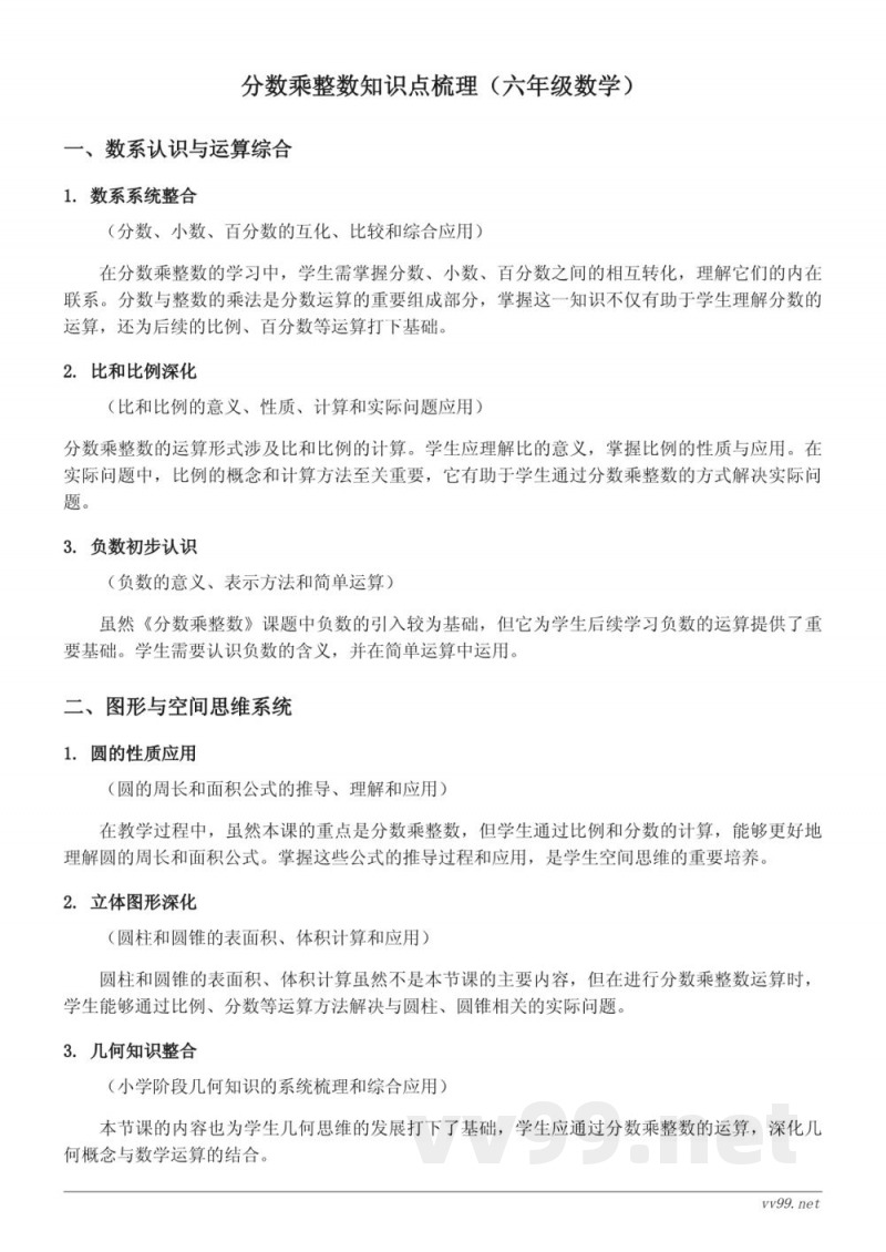 分数乘整数知识点梳理(苏教版 六年级上册) 分数乘整数知识点梳理(苏教版 六年级上册)