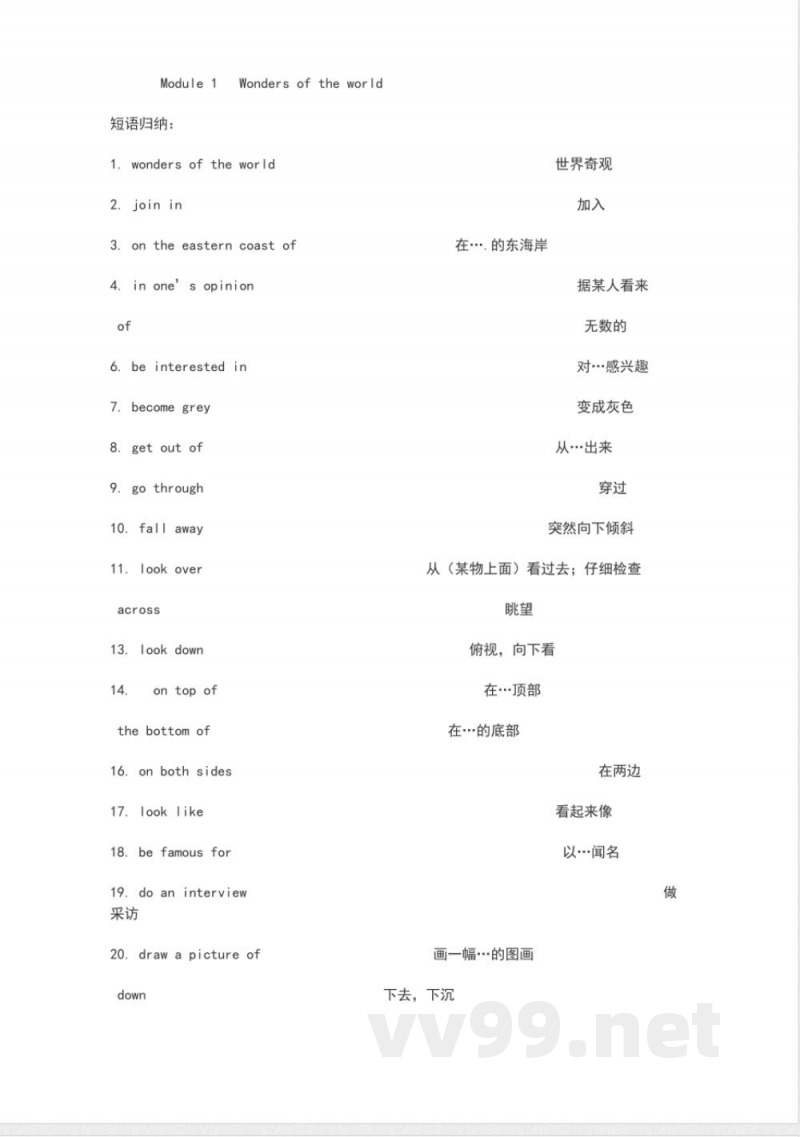 外研版九年级上册英语各单元短语汇总 外研版九年级上册英语各单元短语汇总