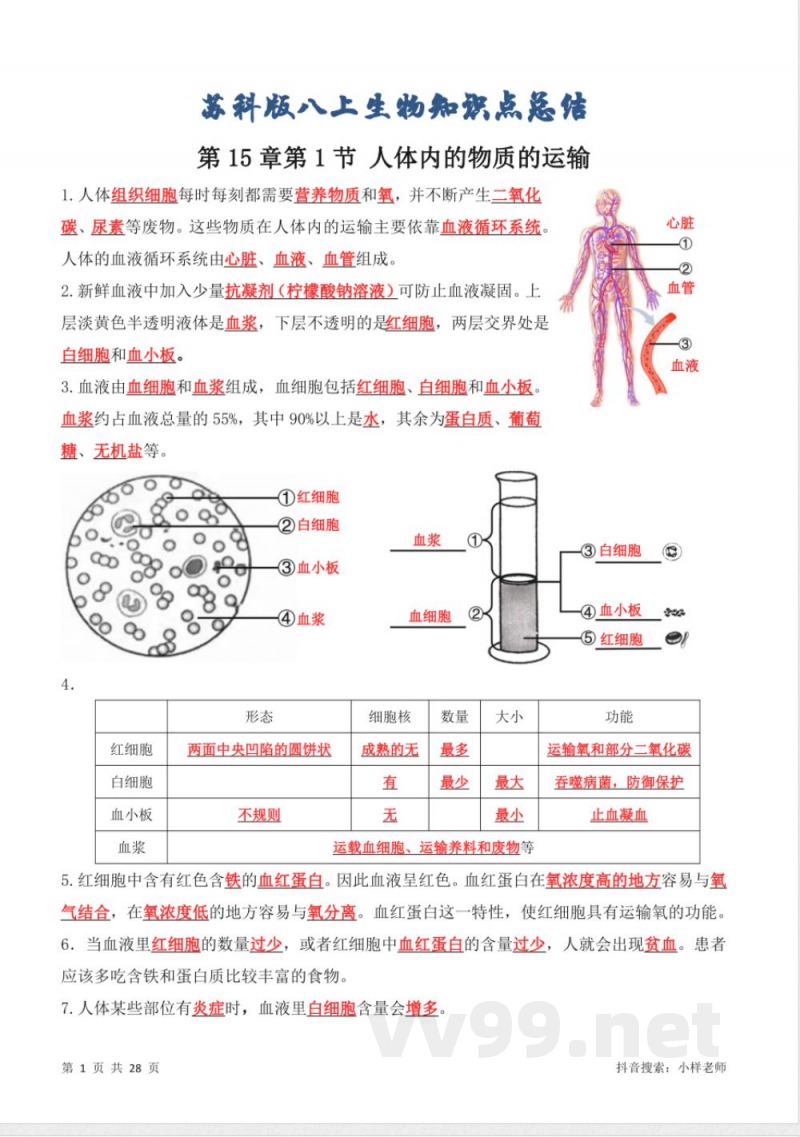 苏科版八年级上册生物知识点总结 苏科版八年级上册生物知识点总结