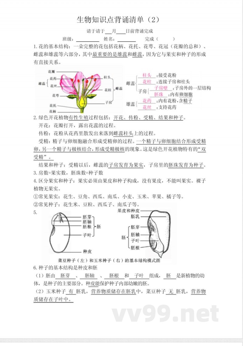苏科版生物八年级上册知识点背诵清单 苏科版生物八年级上册知识点背诵清单