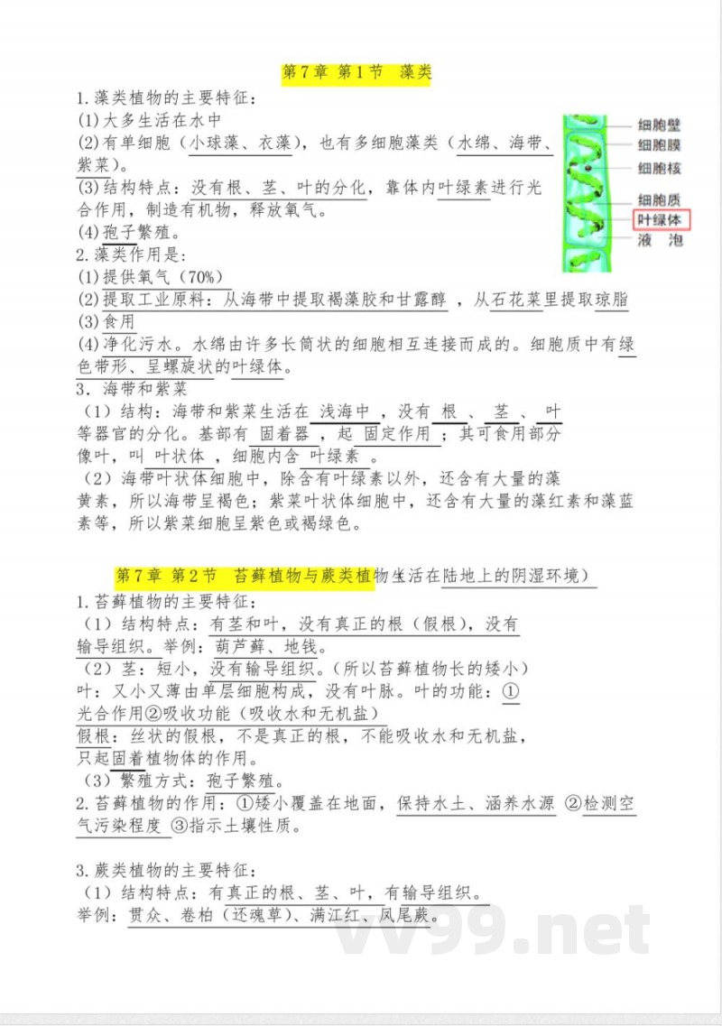 七年级下册生物知识点 七年级下册生物知识点