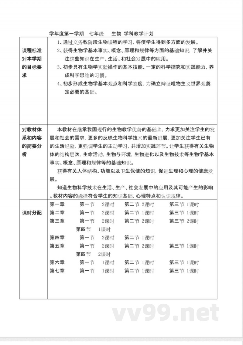 济南版七年级生物下册全册教案