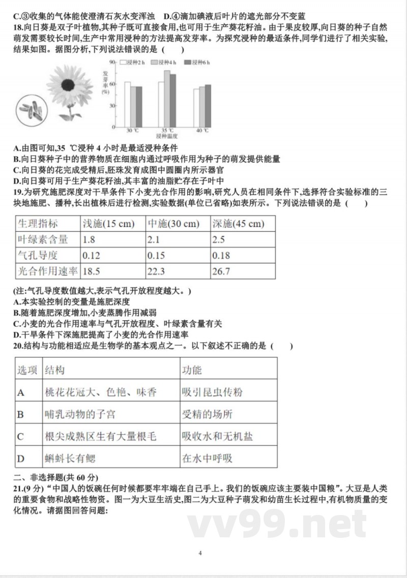 七年级下学期生物期末考试试题(含答案)(适合济南版)济南版(2024)七年级下册(2024) 七年级下学期生物期末考试试题(含答案)(适合济南版)济南版(2024)七年级下册(2024)