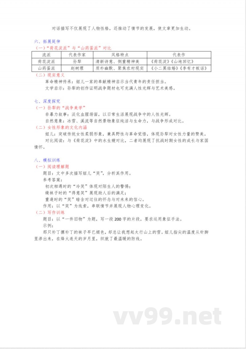 第11课《山地回忆》知识点梳理 统编版语文七年级下册