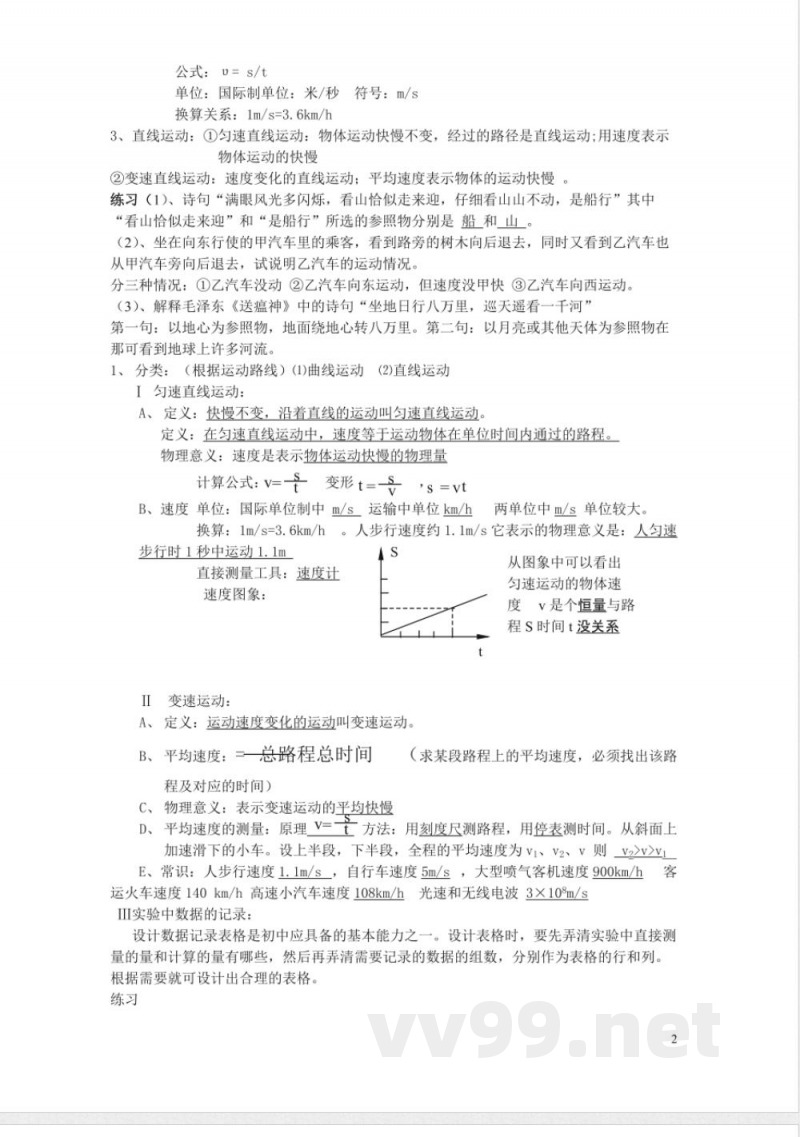 八年级物理上册知识点总结-沪科版汇总 八年级物理上册知识点总结-沪科版汇总
