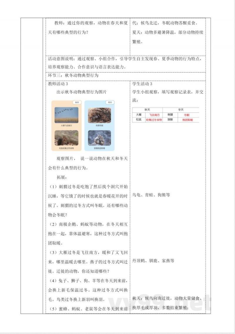 3.10《季节变化对动物的影响》教案 2025科学粤教粤科版二年级上册 3.10《季节变化对动物的影响》教案 2025科学粤教粤科版二年级上册