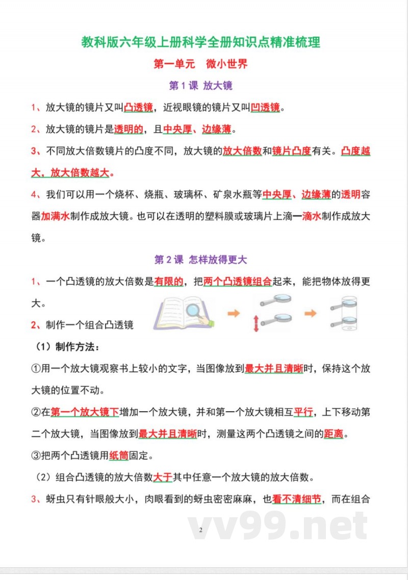 教科版六年级上册科学全册知识点精准梳理 教科版六年级上册科学全册知识点精准梳理