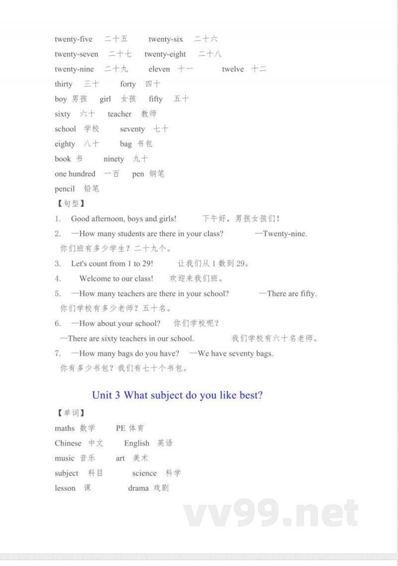 人教精通版四年级英语下册各单元知识点总结 人教精通版四年级英语下册各单元知识点总结