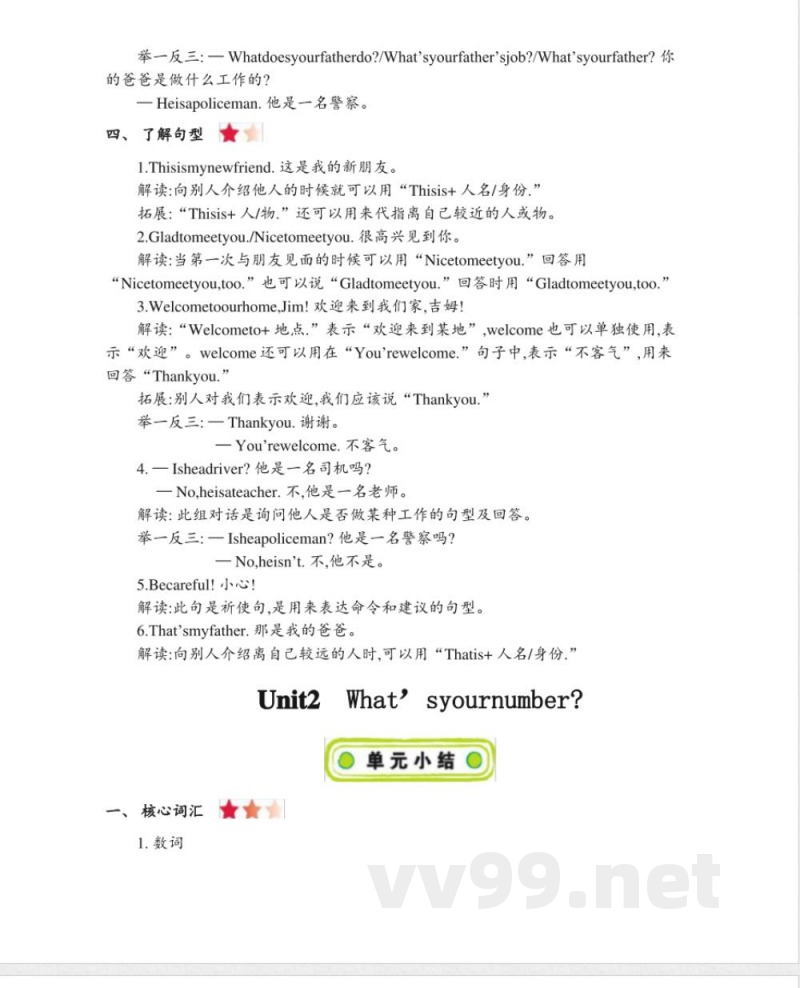 人教精通版小学英语四年级上册单元知识点总结(全册) 人教精通版小学英语四年级上册单元知识点总结(全册)