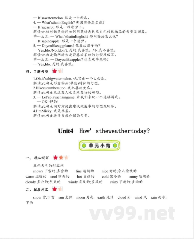 人教精通版小学英语四年级上册单元知识点总结(全册) 人教精通版小学英语四年级上册单元知识点总结(全册)