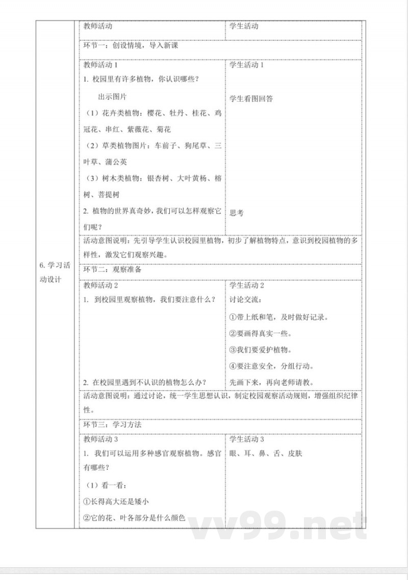 2.5《观察植物》大单元教学设计 2025粤教粤科版科学一年级下册 2.5《观察植物》大单元教学设计 2025粤教粤科版科学一年级下册