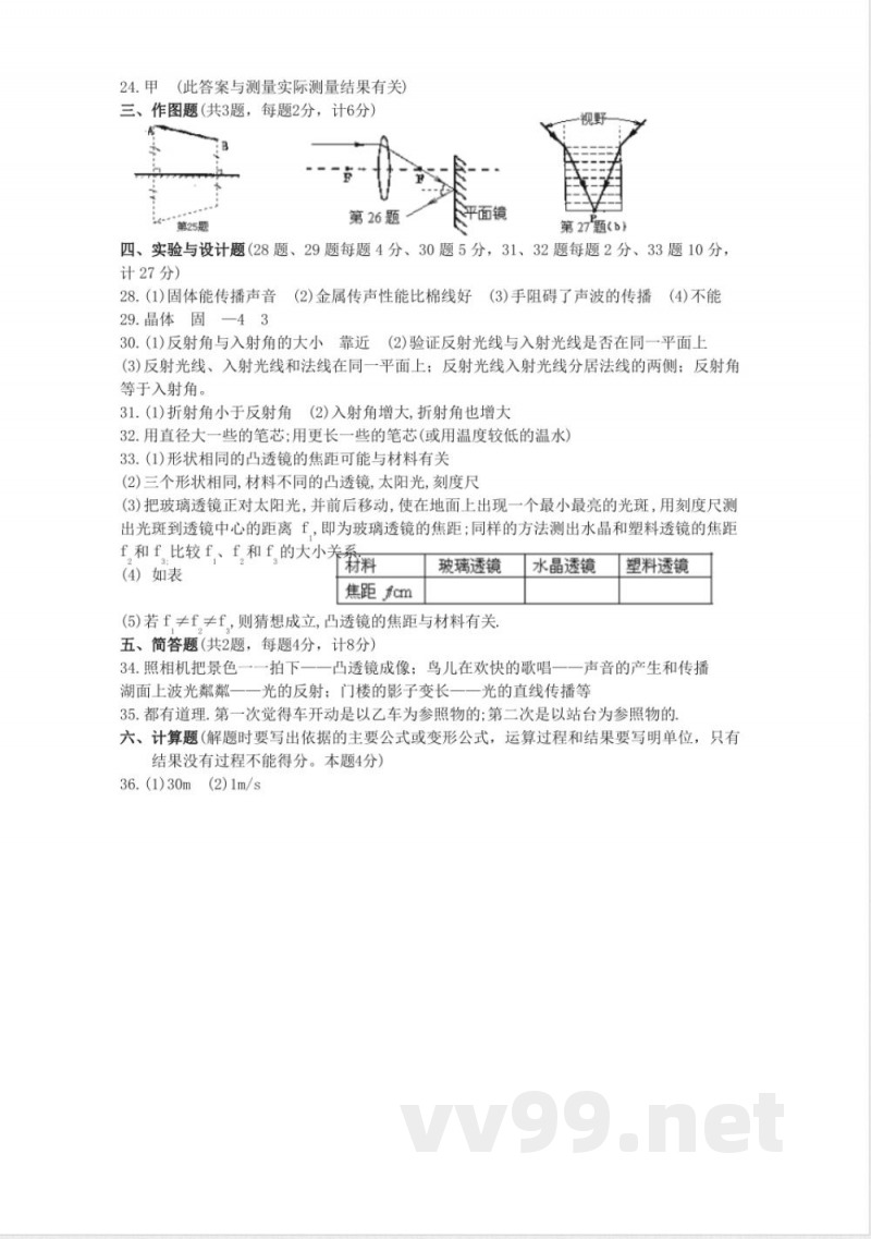 苏科版物理八年级上册期末 苏科版物理八年级上册期末