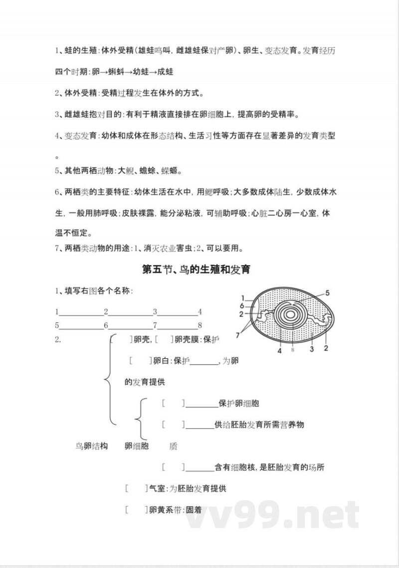 苏教版八年级生物下册知识点总结 苏教版八年级生物下册知识点总结