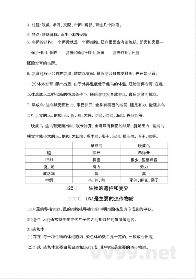 苏教版八年级生物下册知识点总结 苏教版八年级生物下册知识点总结