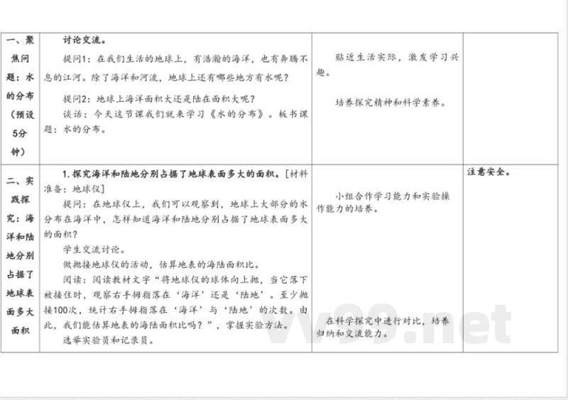 10.水的分布 教案 人教鄂教版科学四年级上册 10.水的分布 教案 人教鄂教版科学四年级上册