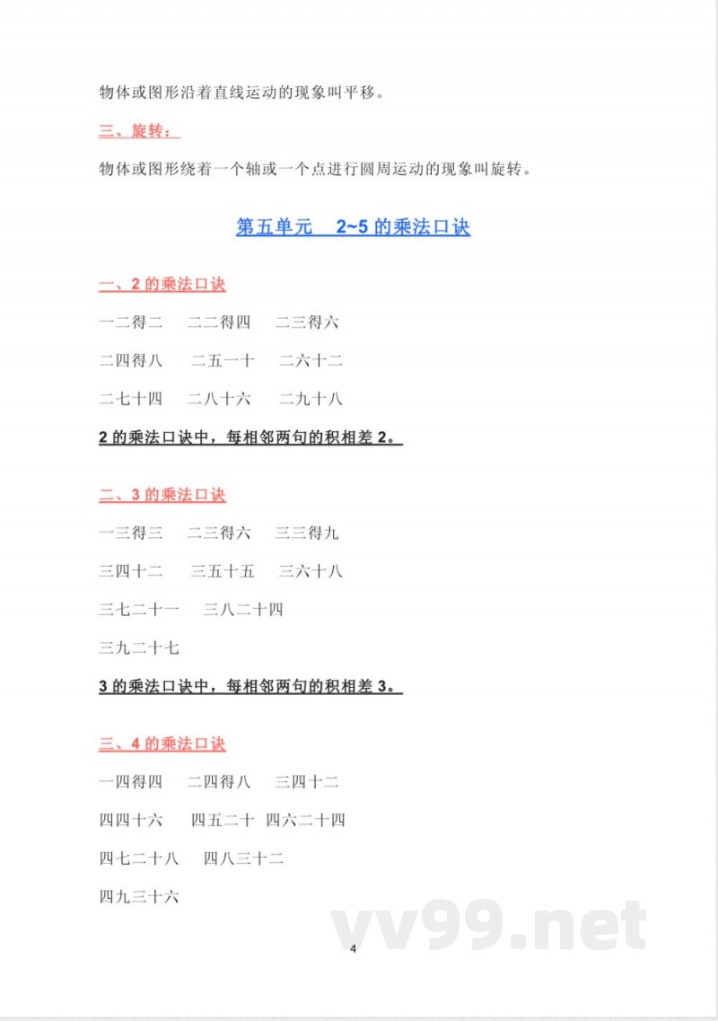北师大版数学二年级上册知识点汇总 北师大版数学二年级上册知识点汇总