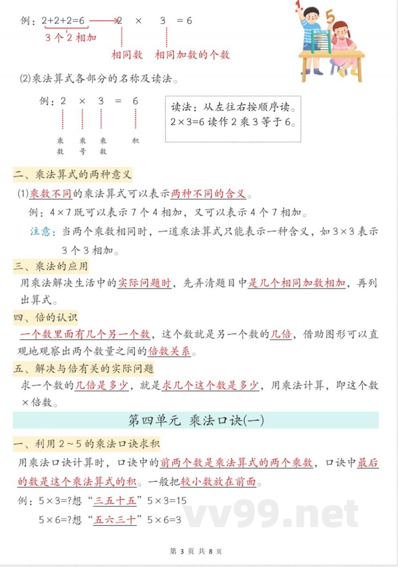 二年级上册北师大版数学【必背知识点汇总】 二年级上册北师大版数学【必背知识点汇总】