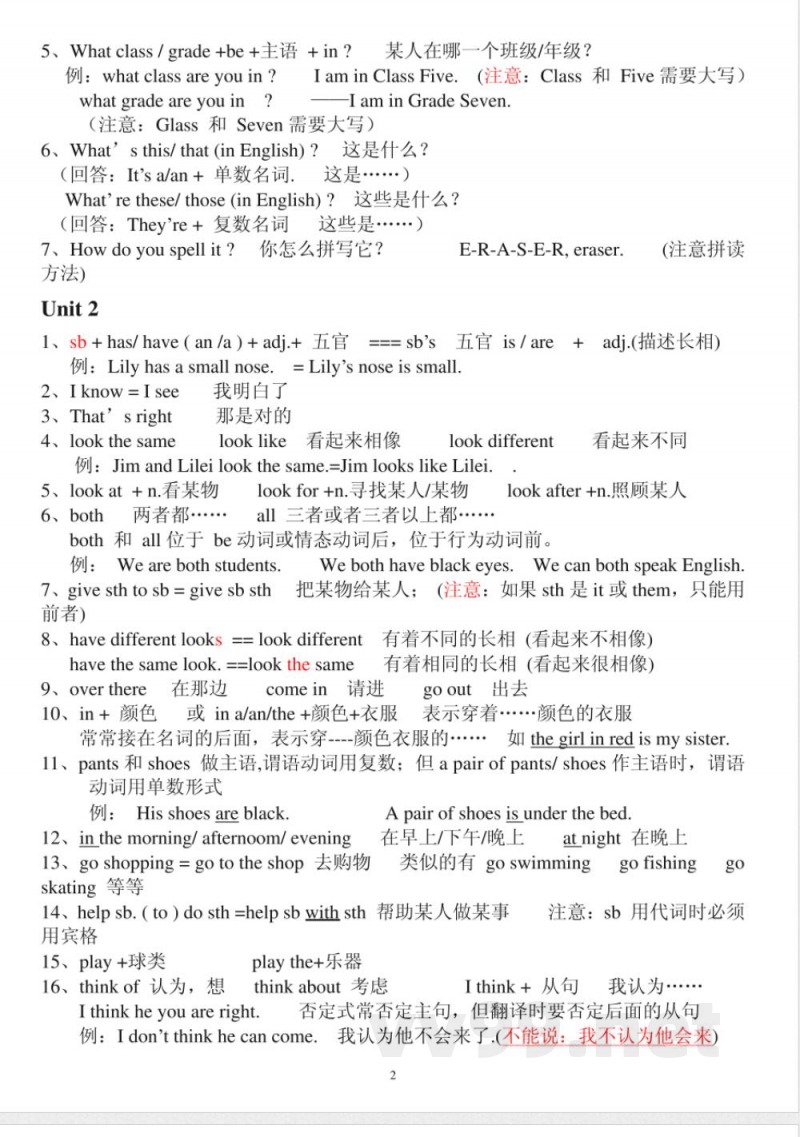 仁爱版英语七年级上册知识点归纳