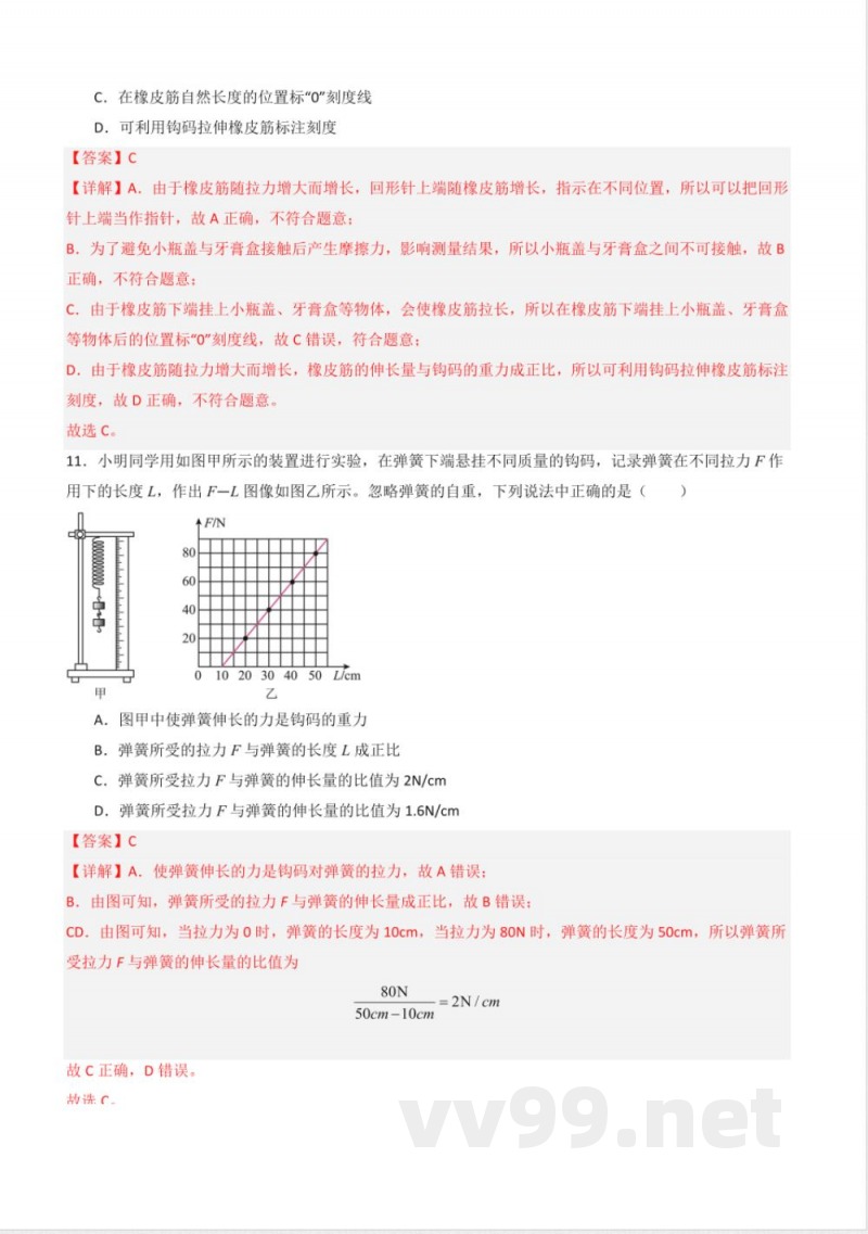 八年级物理下册同步课堂（苏科版）8.1 力 弹力（分层练习）（解析版）