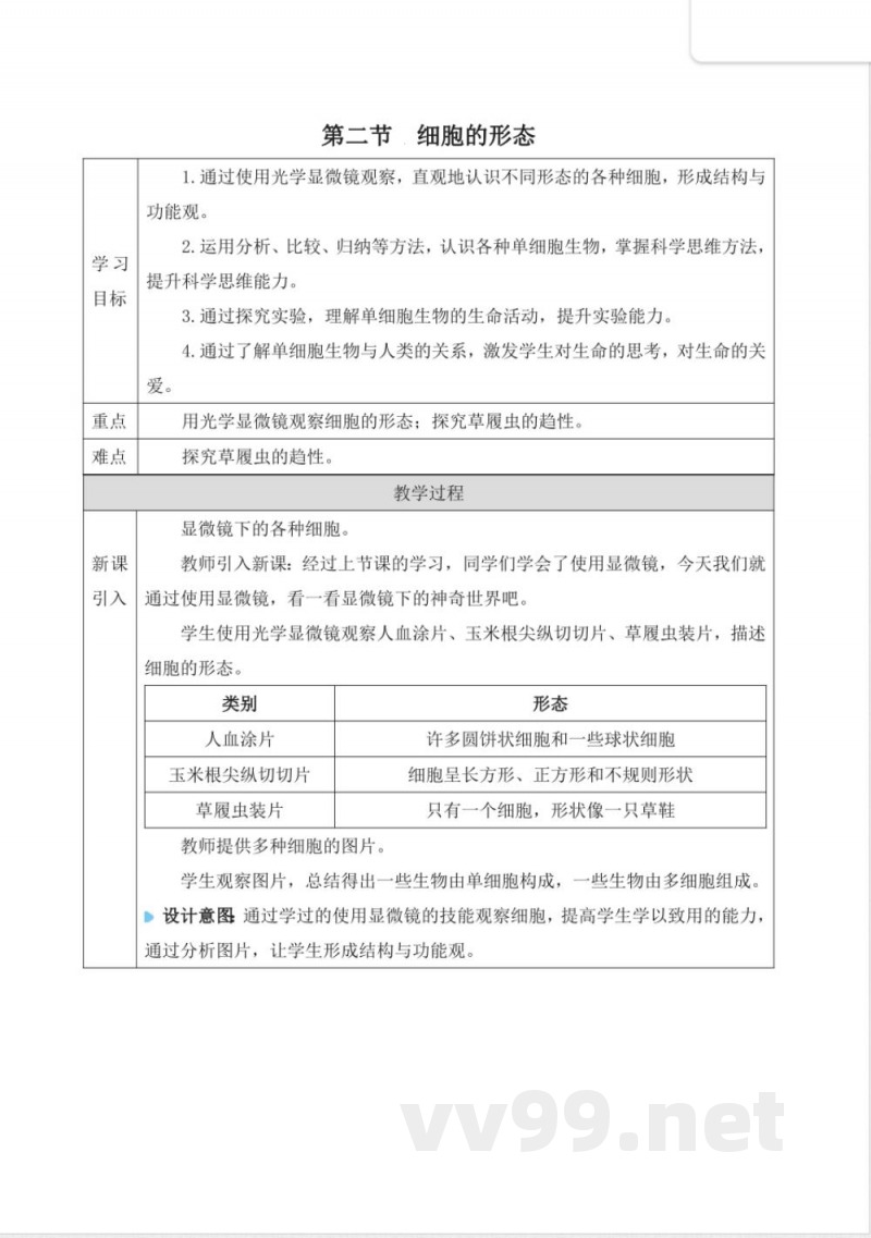 2025年新冀少版生物七年级上册同步教学设计 2025年新冀少版生物七年级上册同步教学设计