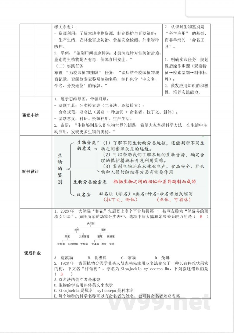 2.3.2 生物的鉴别(教学设计)生物冀少版2025七年级上册 2.3.2 生物的鉴别(教学设计)生物冀少版2025七年级上册