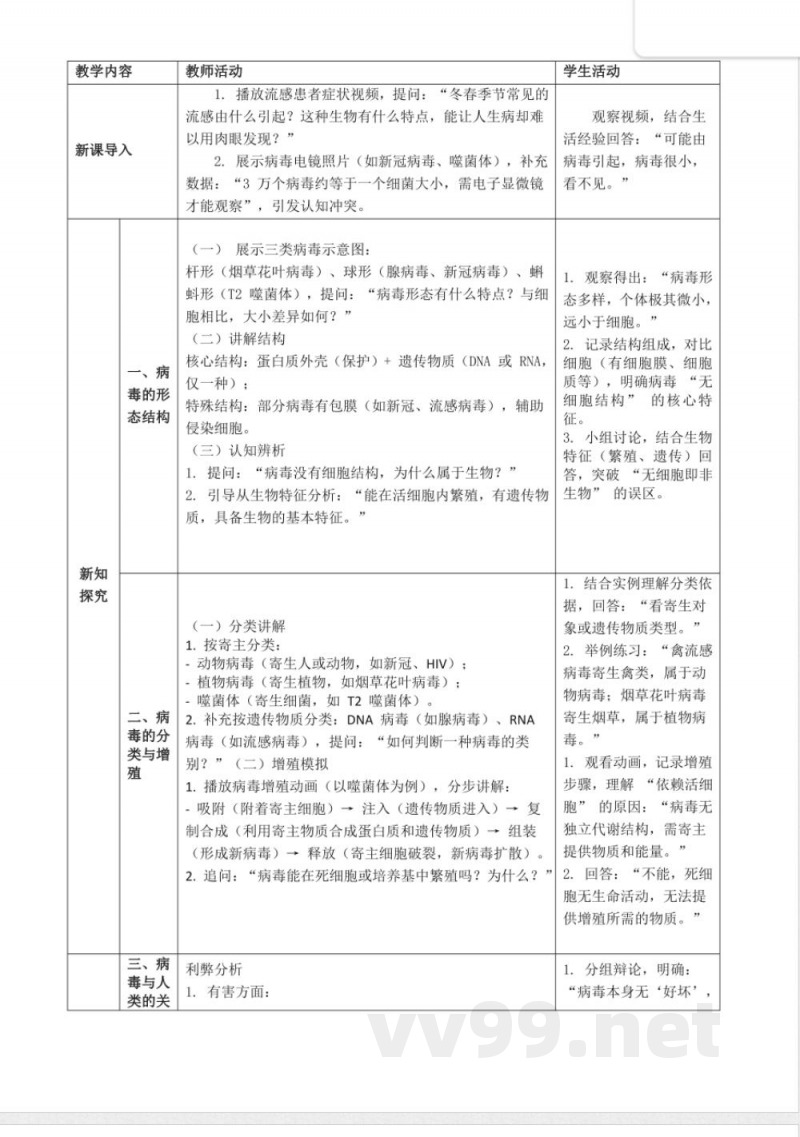 2.2.1 病毒（教学设计）生物冀少版2025七年级上册