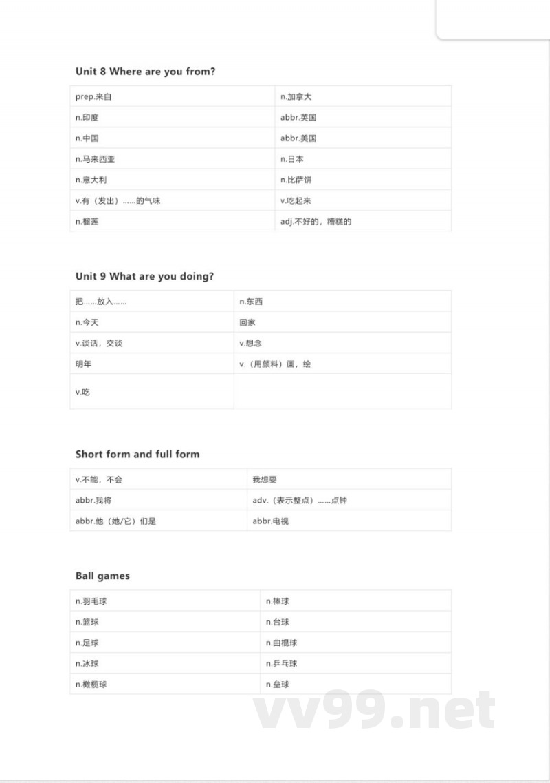 湘鲁版英语四年级上册单词默写表 湘鲁版英语四年级上册单词默写表
