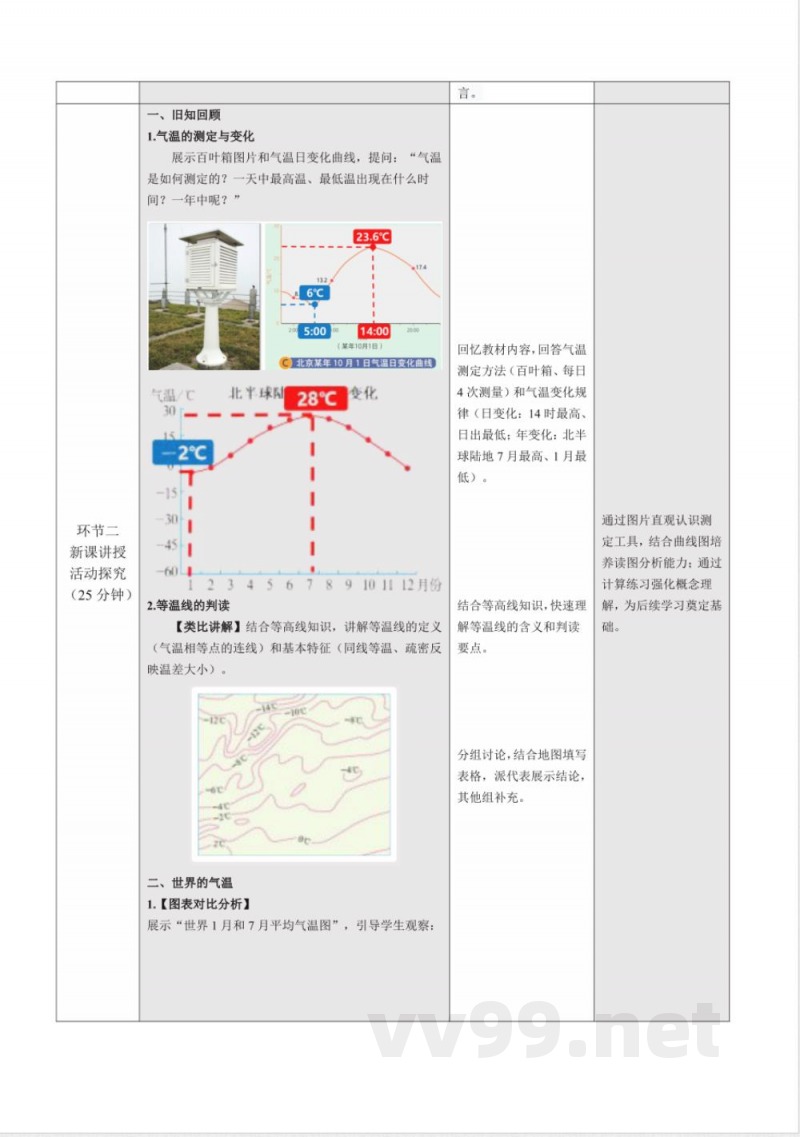 3.1 世界的气温和降水（教学设计）地理中图版2025八年级上册