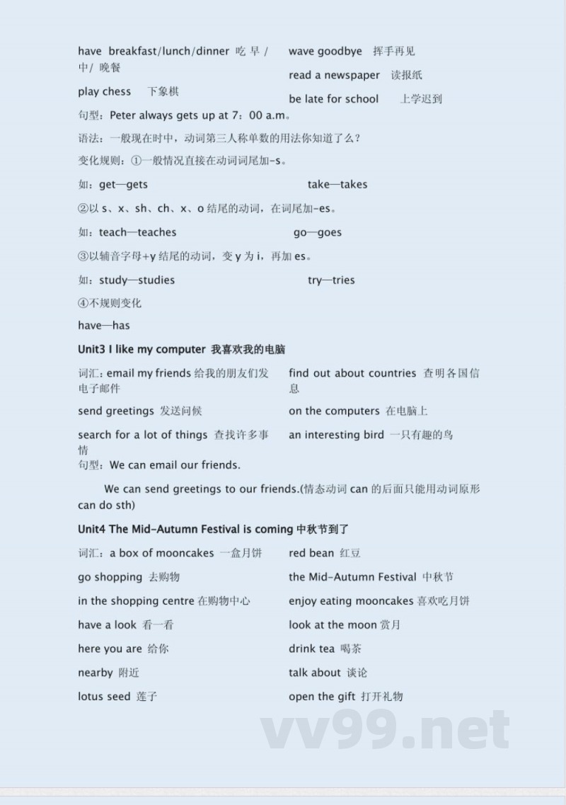 湘少版六年级英语上册期末知识点复习及习题练