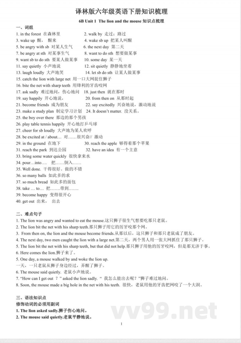 译林版英语6B知识点梳理 译林版英语6B知识点梳理