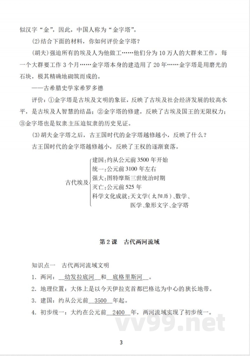 人教版历史九年级上册全套知识点归纳 人教版历史九年级上册全套知识点归纳