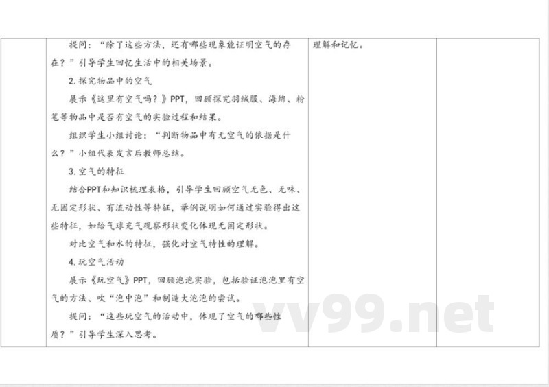 空气单元小结教学设计表格式 苏教版科学一年级下册 空气单元小结教学设计表格式 苏教版科学一年级下册