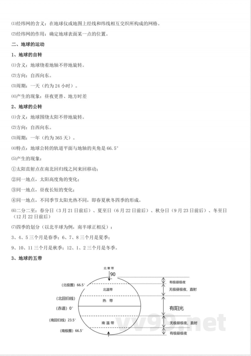 初中地理知识点汇总 七年级 地理 上知识点总结