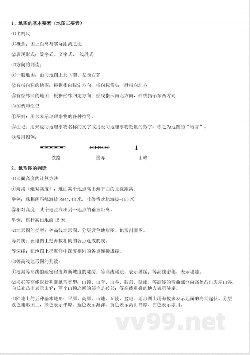 初中地理知识点汇总 七年级 地理 上知识点总结