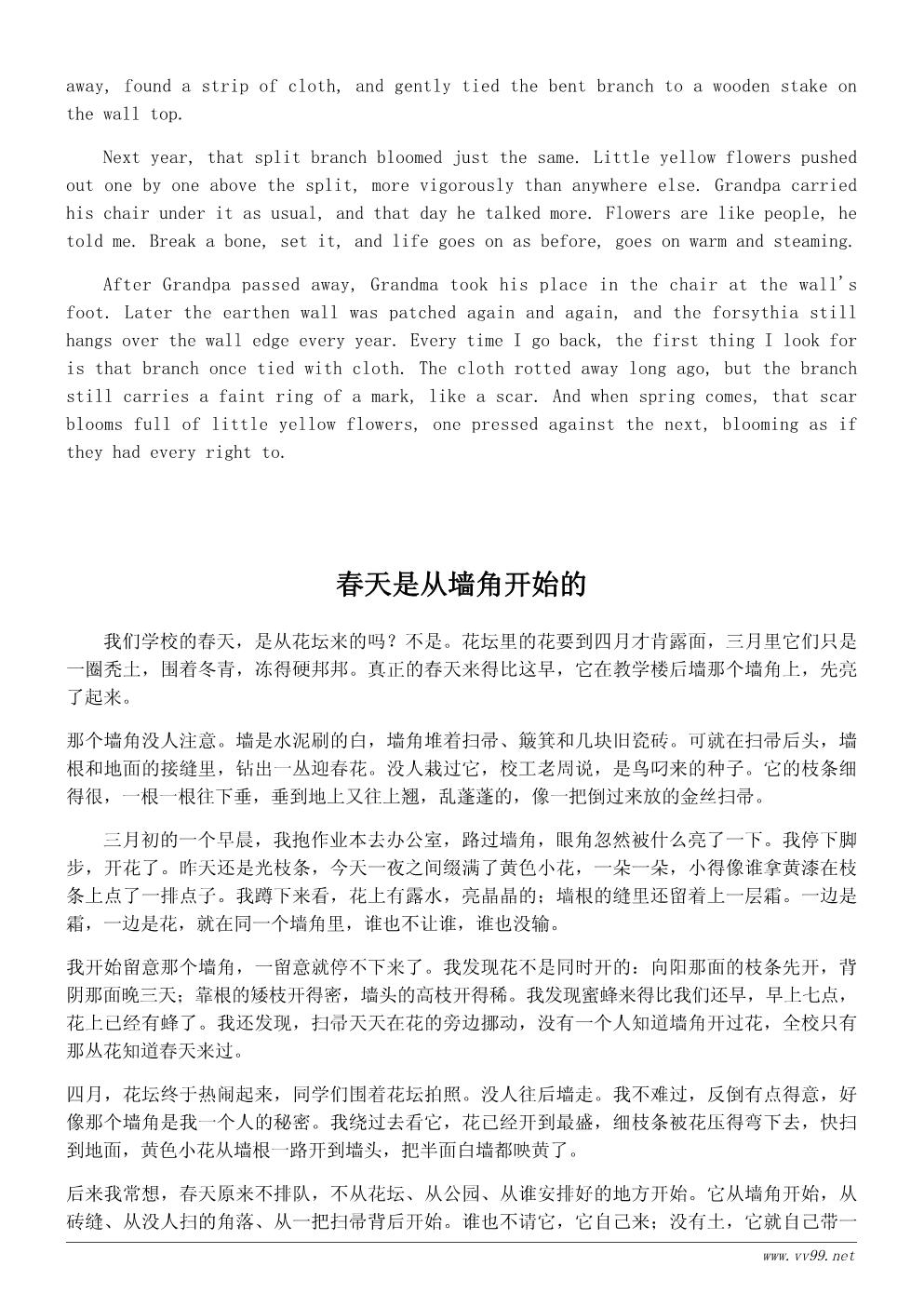 春天的花散文400字:墙角的那株迎春花 春天的花散文400字:墙角的那株迎春花